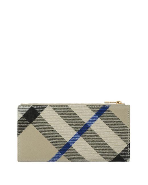 Burberry Gray Large Checked Bi-Fold Wallet