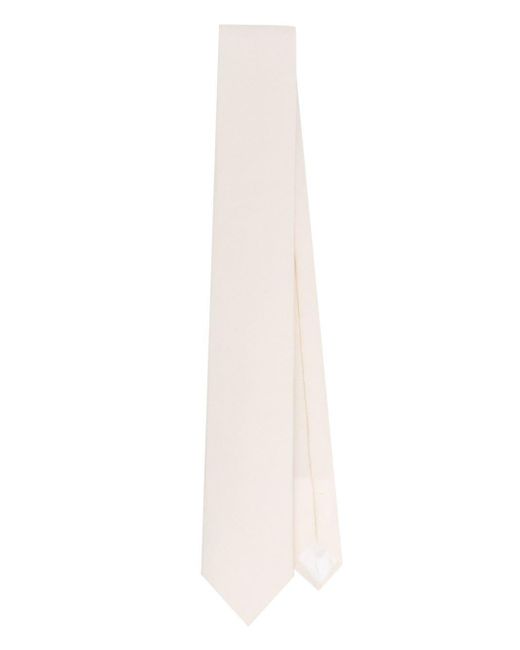 Saint Laurent White Pointed-Tip Faille Tie for men