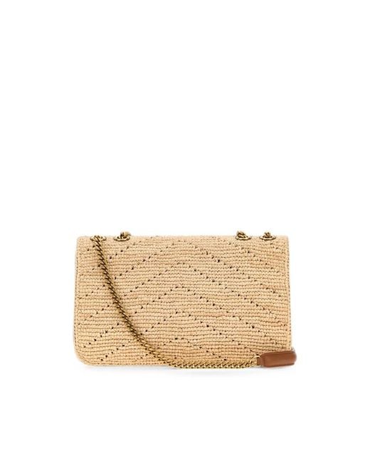 Saint Laurent Metallic Loulou Raffia Shoulder Bag