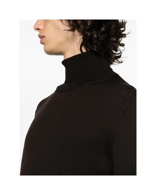Fileria Black Roll-Neck Virgin Wool Jumper for men