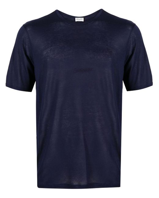 Saint Laurent Blue Crew-Neck Short-Sleeve T-Shirt for men