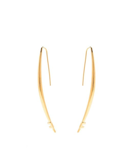 Elisabetta Franchi Brown Logo-Plaque Drop Earrings