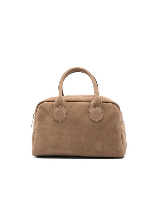 MARGE SHERWOOD Brown Calf-Suede Top-Handle Tote Bag