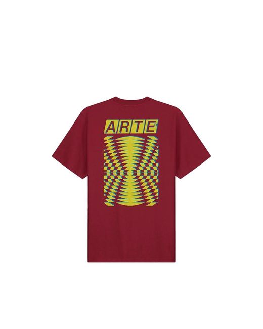 Arte' Red Abstract-Print Cotton T-Shirt for men