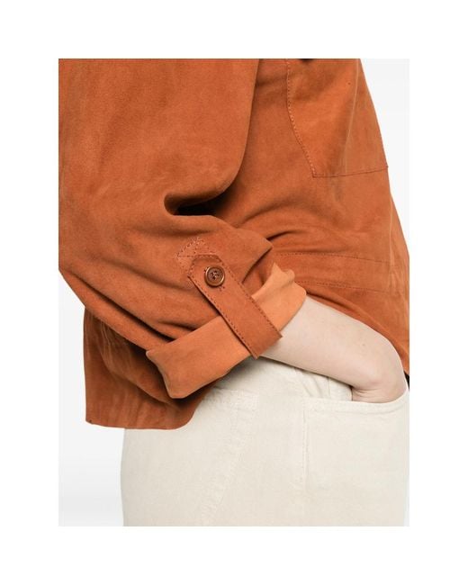 SANTORO Orange Flap-Pocket Suede Jacket