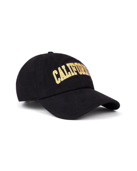 Sporty & Rich Black California Logo-Embroidered Cap