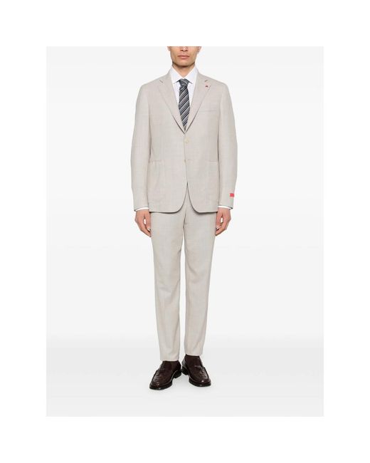 Isaia White Neutrals Suits for men
