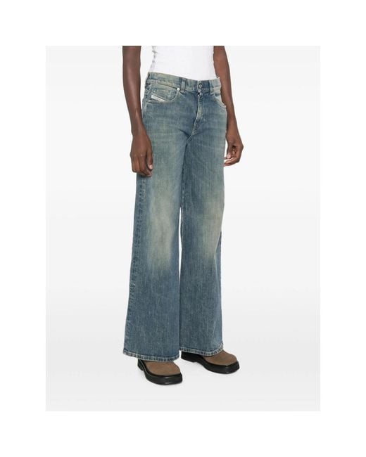 DIESEL Blue 1978 D-Akemi Faded Wide-Leg Jeans