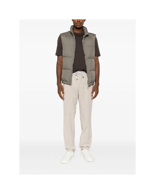 Brunello Cucinelli Brown Down Vest Techno Fabric for men