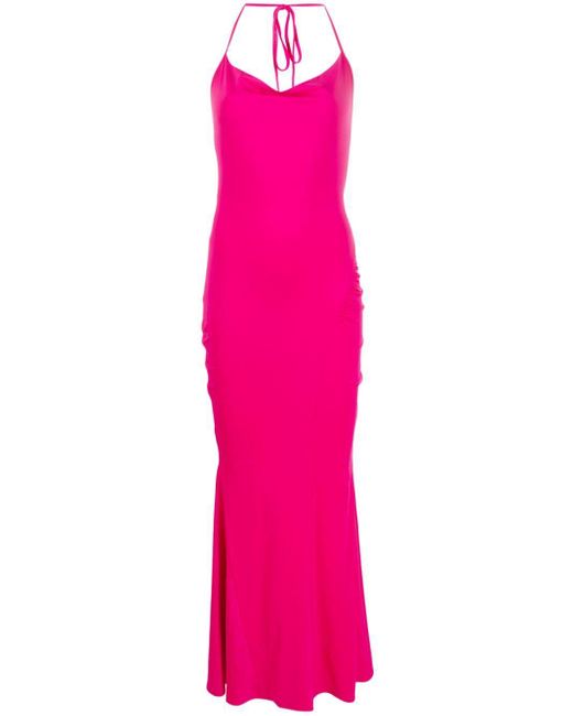 Suboo Pink Garnet Deep Halterneck Maxi Dress