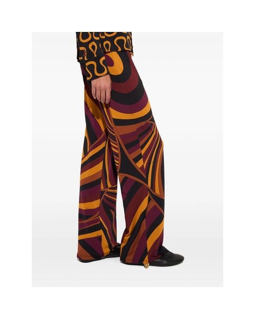 Emilio Pucci Red Iride Print Satin Jersey Pants