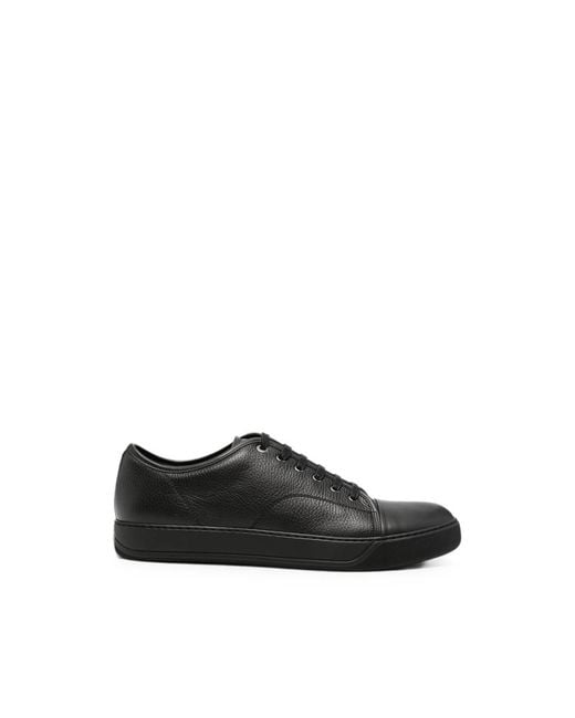 Lanvin Black Grained Leather Sneakers for men