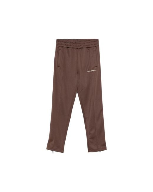 Palm Angels Brown Embroidered-Logo Side-Stripe Track Pants for men
