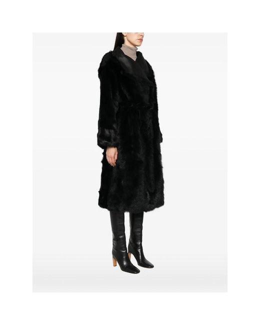 Yves Salomon Black Shearling-Trimmed Fur Jacket