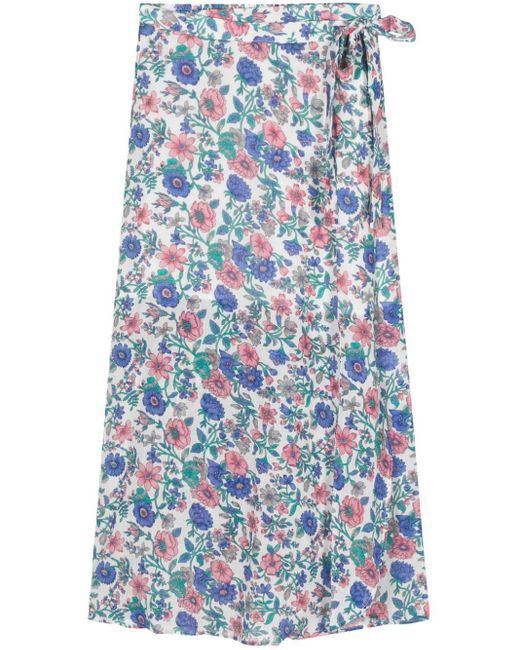 Louise Misha Blue Lucia Floral-Print Midi Skirt