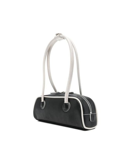 MARGE SHERWOOD Black Crinkle Top Handle Tote Bag