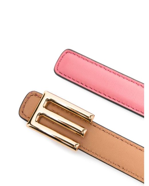 Etro Pink Logo-Buckle Leather Belt