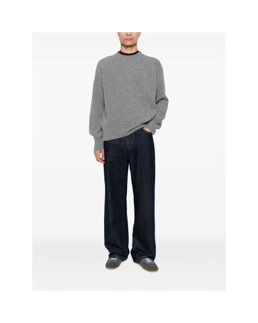Diana Studio Gray Ribbed-Knit Sweater for men