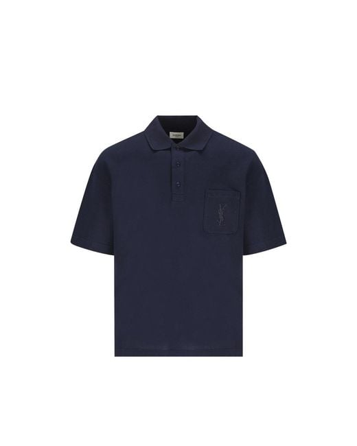 Saint Laurent Blue Cassandre Polo for men