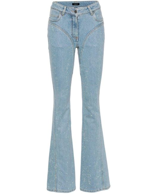 Mugler Blue Rhinestone-embellished Flared Jeans