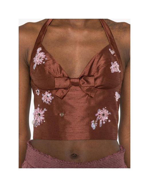 ShuShu/Tong Brown Cropped Halterneck Top