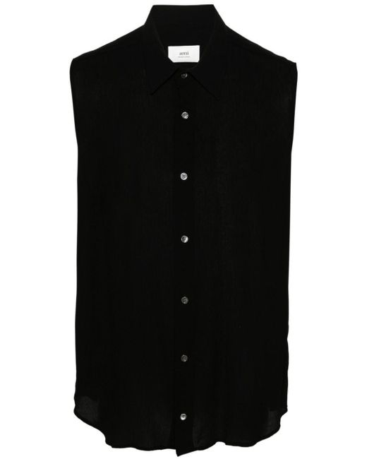 AMI Black Ami-De-Coeur-Motif Shirt