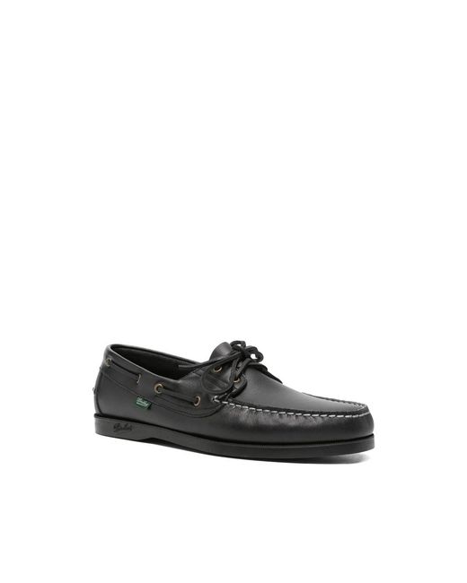 Paraboot Black Barth Leather Boat Shoes for men