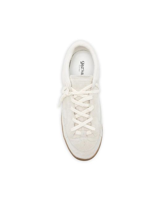Santha White Love Cut Paneled Sneakers for men