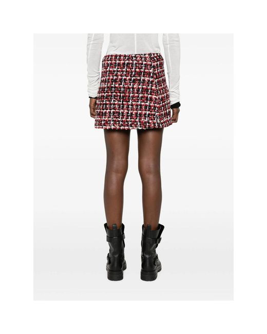 IRO Red Bouclé Button-Front Mini Skirt