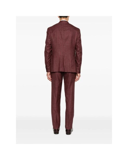 Isaia Purple Double-Breasted Pinstripe Suit for men