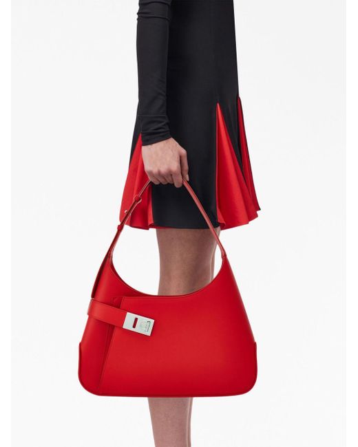 Ferragamo Red Large Hobo Leather Shoulder Bag
