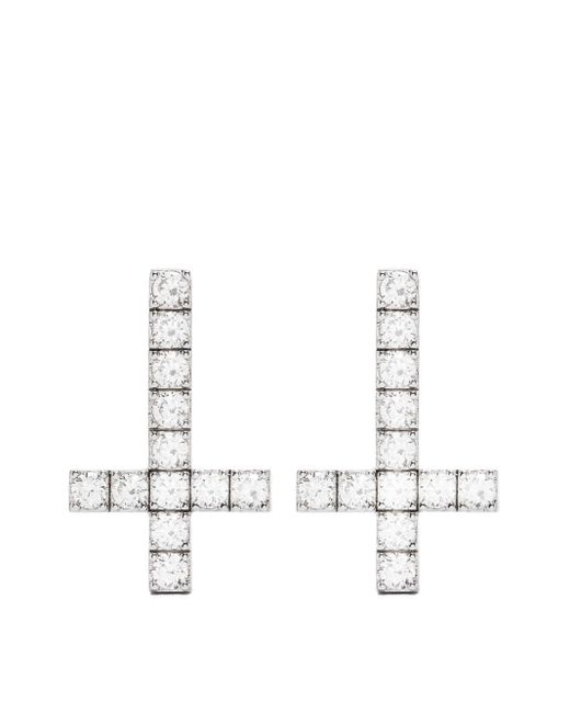 DARKAI White Reversed Cross Stud Earrings for men