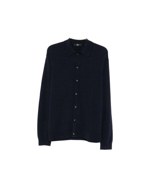 7 For All Mankind Blue Button-Up Long-Sleeve Shirt for men