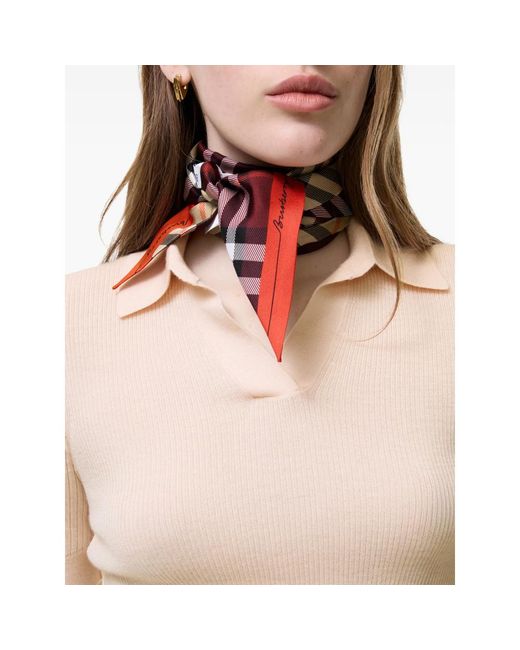 Burberry Metallic Skinny Contrast Check Silk Scarf