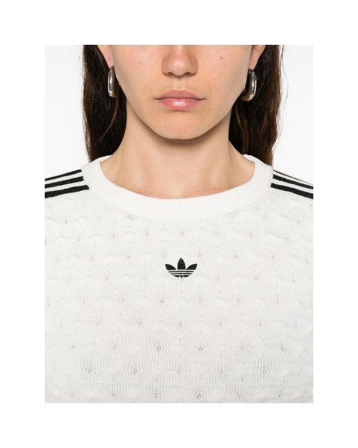 Adidas White T-Shirt With Three-Stripe Detail