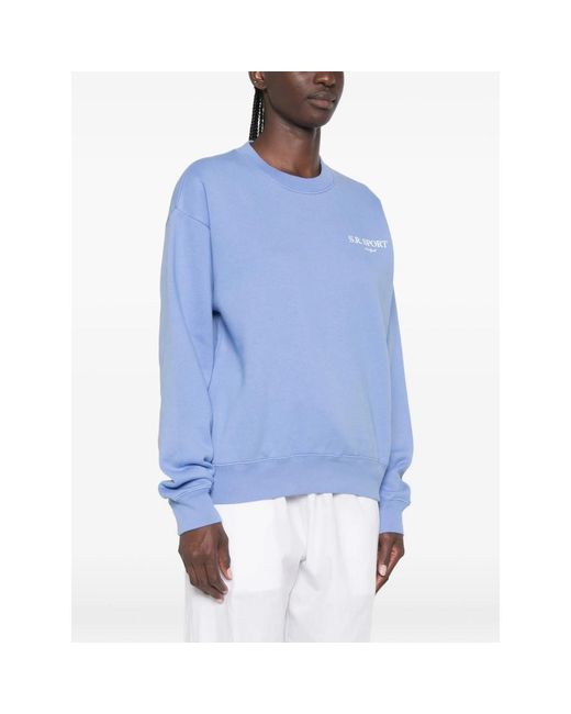 Sporty & Rich Blue Logo-Print Sweatshirt