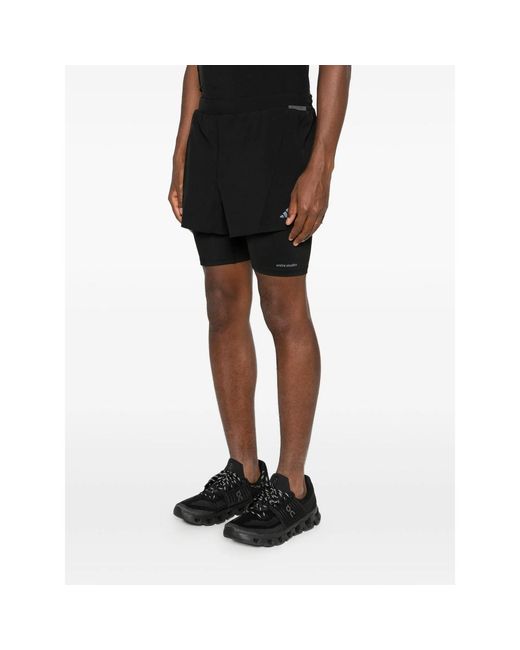 Adidas X Entire Studios Black X Entire Studios Layered Logo-Print Shorts for men