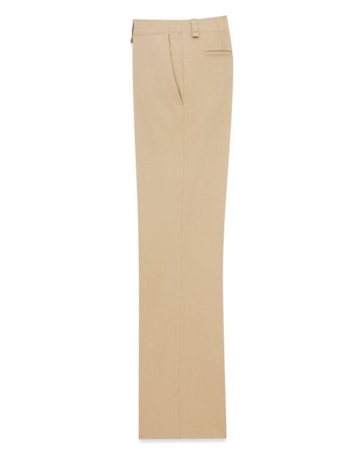 Saint Laurent Natural Straight-Leg Cotton Trousers
