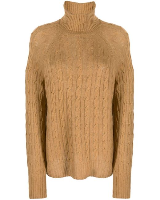 Etro Brown Cable-knit Roll-neck Jumper