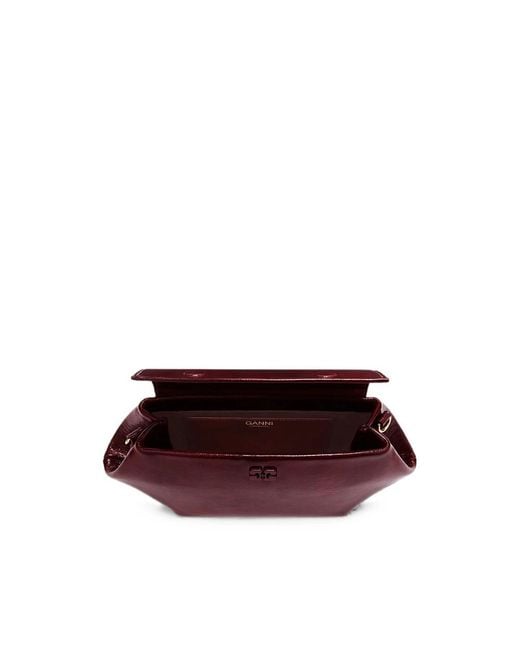 Ganni Red Bou Bag East/West Shine