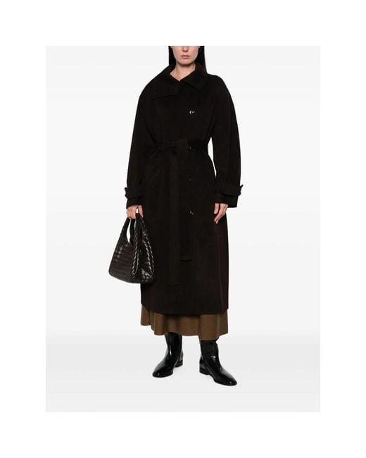 Soeur Black James Belted Button-Up Coat
