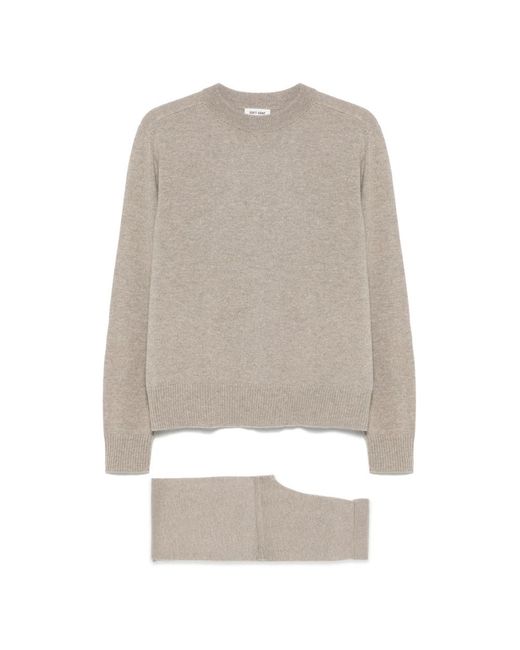 Soft Goat Gray Knit Cashmere Set Jumper And Straight Leg Trousers