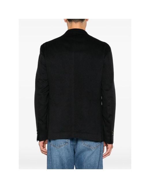 Tagliatore Black Single-Breasted Buttoned Blazer for men