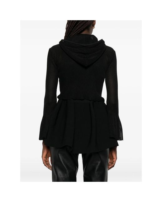 CFCL Black Zip Flared-Cuff Hoodie