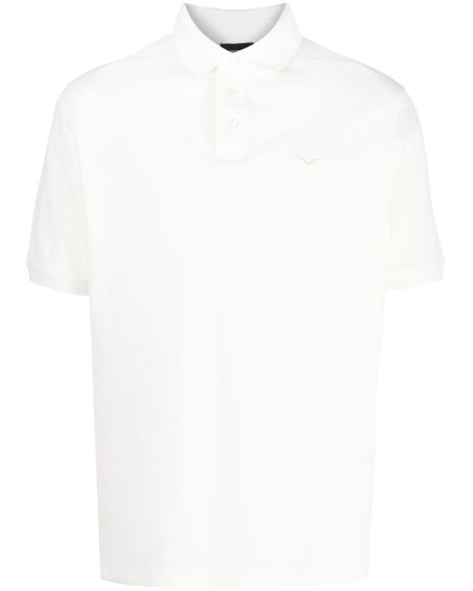 Emporio Armani White Logo-embroidered Polo Collar for men