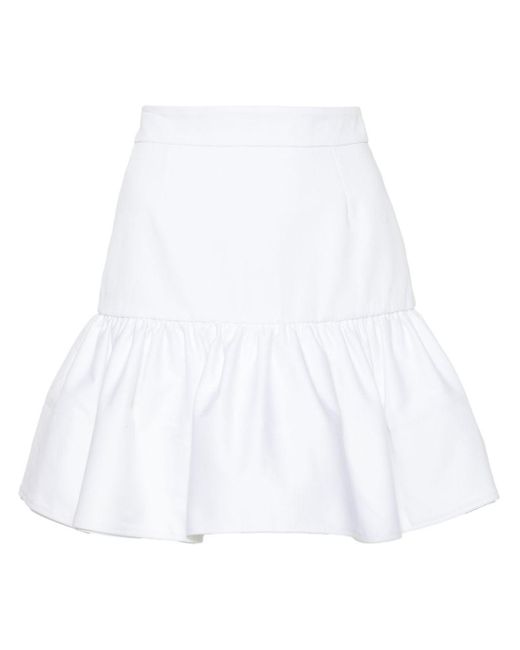Patou White Ruffled Gabardine Miniskirt