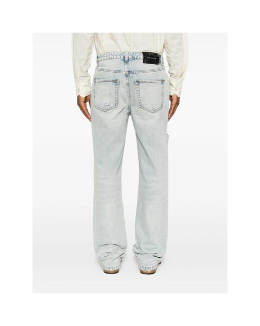 Cole Buxton Blue Distressed Acid-Wash Jeans for men