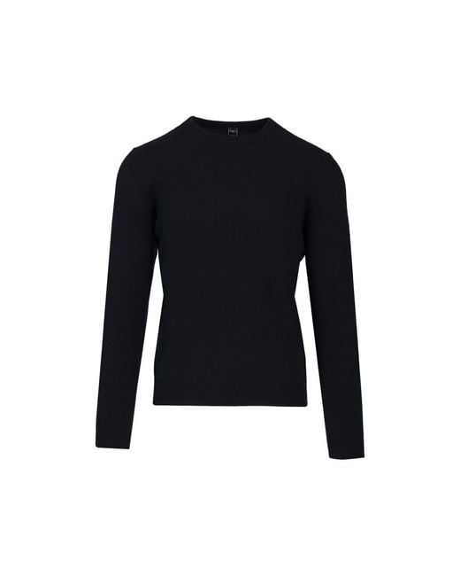 Fedeli Blue Cashmere Crew-Neck Sweater for men