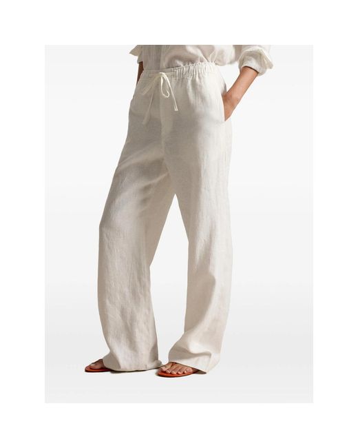 Ralph Lauren White Drawstring Pull-On Trousers