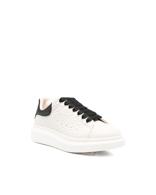 McQueen White Oversized Textured Leather Sneakers for men